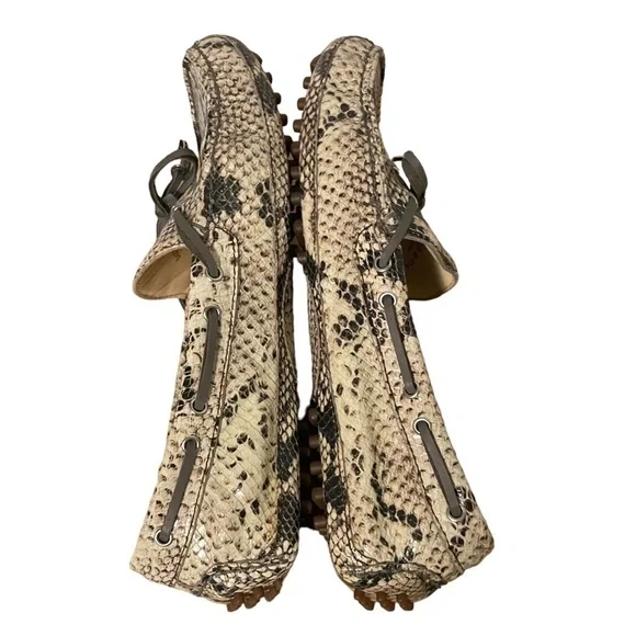 Cole Haan Garnet Leather Snakeskin Driving Mocs Loafers Flats Tassel Size 7.5 - Picture 10 of 15